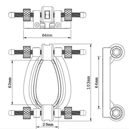 Image showing the dimensions of the pussy clamp spreader bipolar electrode