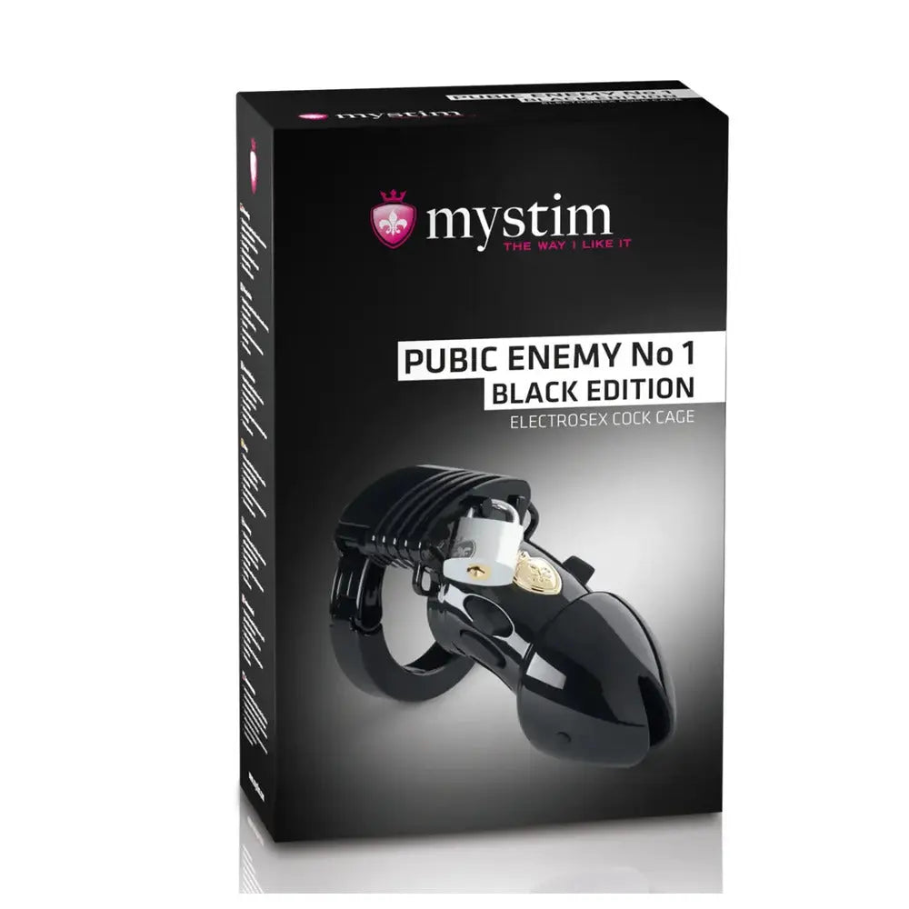 MyStim Pubic Enemy No 1 Black Edition E-Stim Cock Cage Mystim Electrodes