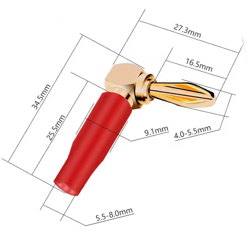 Pair Of 90 Degree Banana Plug Connectors E-Stim Emporium Cables & Adaptors